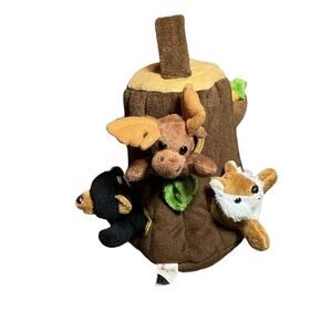 Unipak Wildlife Playset Mini Plush Bear Moose Squirrel Soft Log Habitat‎ Stuffed